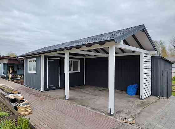 Деревянная летняя кухня с навесом. Утеплённая. Кровля из битумной черепицы. Домик 12 м.кв., площадь  Калининград