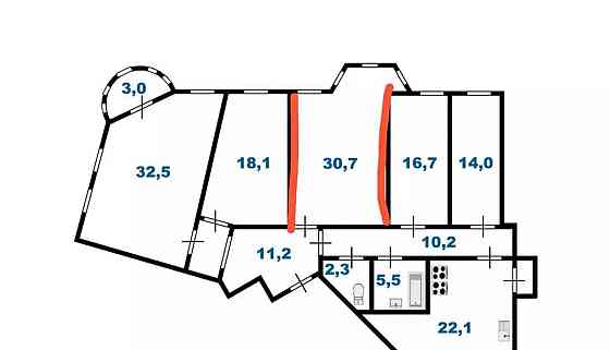 Комната, 30.7 м2, 5/6 эт. Санкт-Петербург