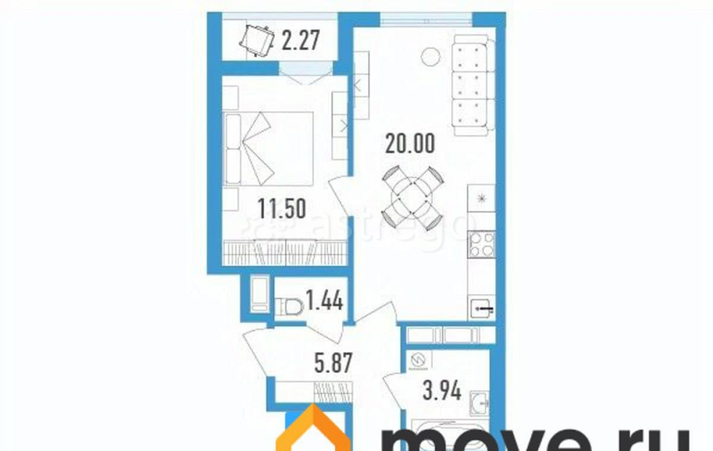 2-комн. квартира, 58.99 м2, 11/12 эт. Санкт-Петербург - изображение 1