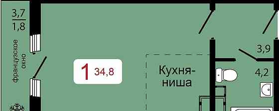 1-комн. квартира, 34.8 м2, 5/17 эт. Красноярск