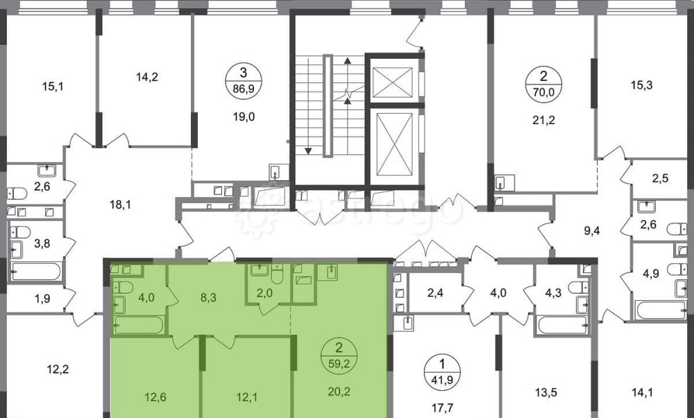 2-комн. квартира, 59 м2, 2/17 эт. Москва - изображение 10