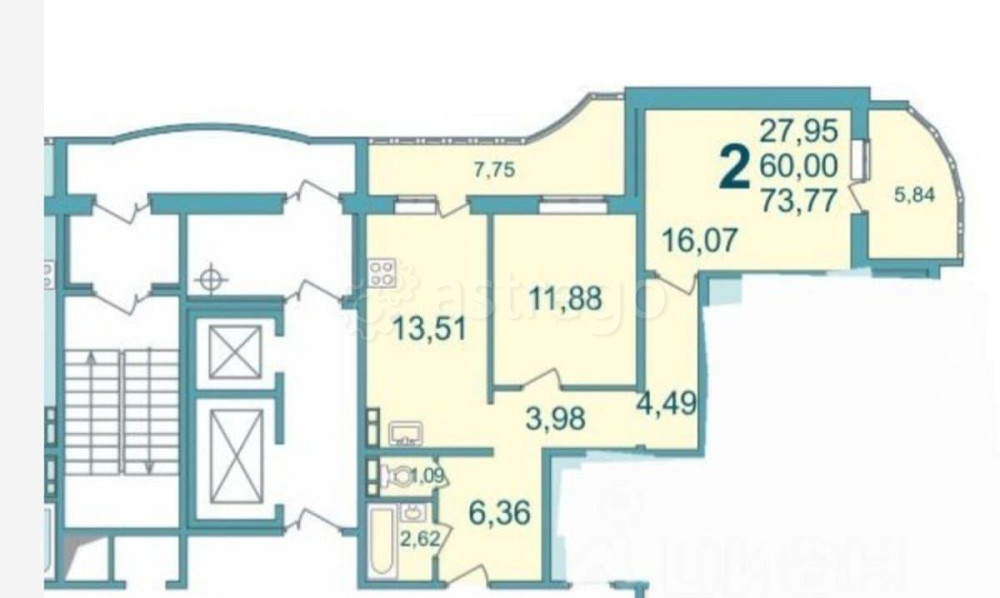 2-комн. квартира, 73 м2, 15/17 эт. Белгород - изображение 5