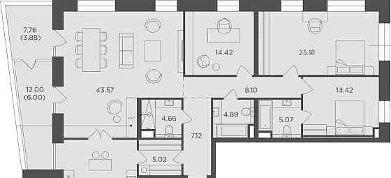 4-комн. квартира, 157.66 м2, 18/19 эт. Москва