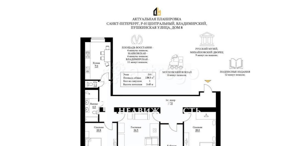 4-комн. квартира, 138.5 м2, 3/6 эт. Санкт-Петербург - изображение 5