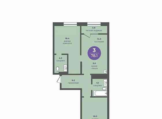 3-комн. квартира, 78.1 м2, 3/24 эт. Красноярск