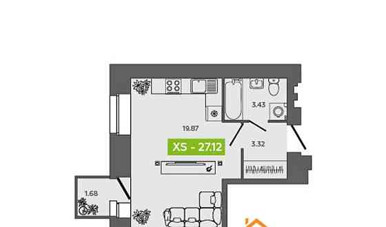 Студия, 27.12 м2, 2/9 эт. Северодвинск