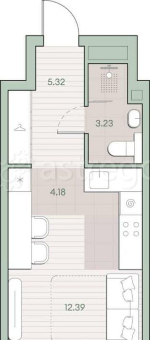 Студия, 25.12 м2, 13/30 эт. Москва - изображение 1