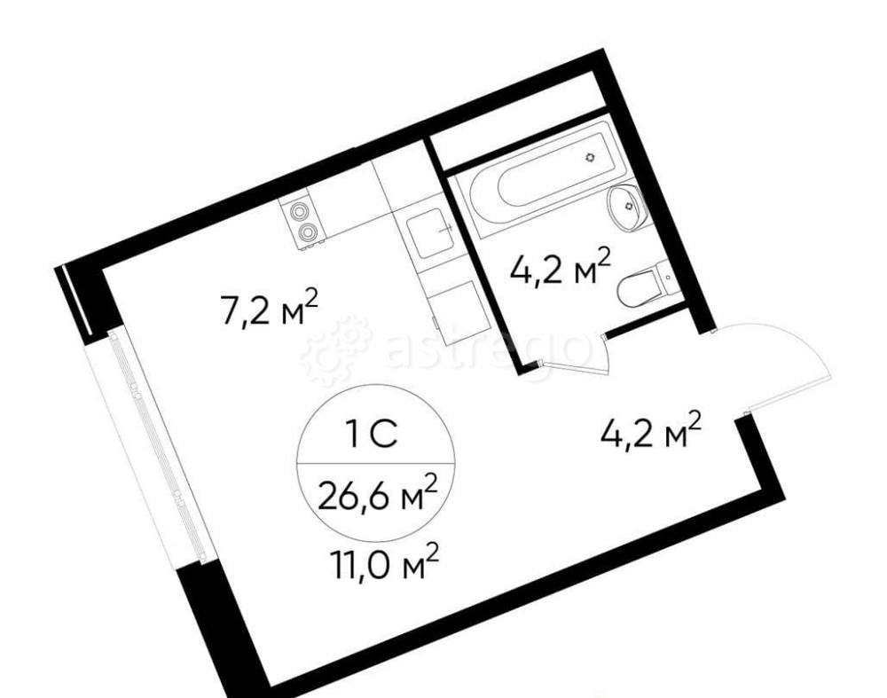 Студия, 26 м2, 5/17 эт. Москва - изображение 1