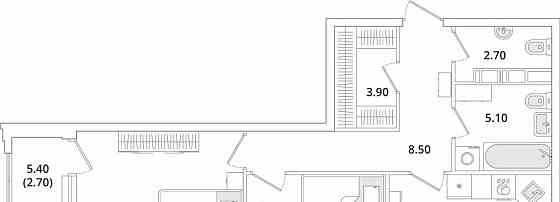 2-комн. квартира, 68.7 м2, 8/13 эт. Санкт-Петербург