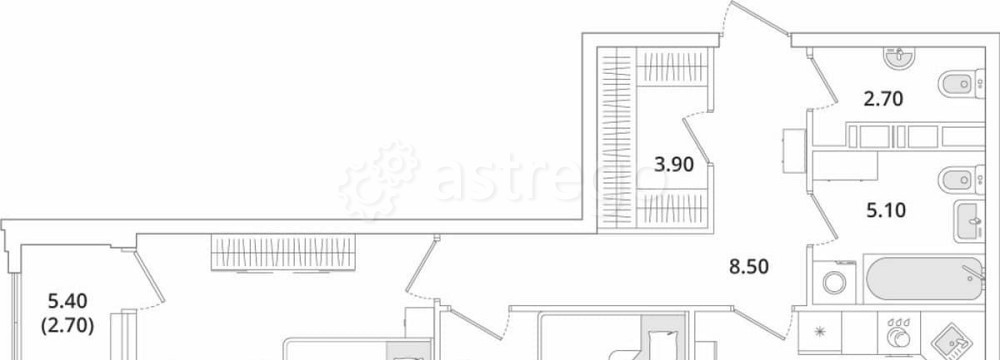 2-комн. квартира, 68.7 м2, 8/13 эт. Санкт-Петербург - изображение 1