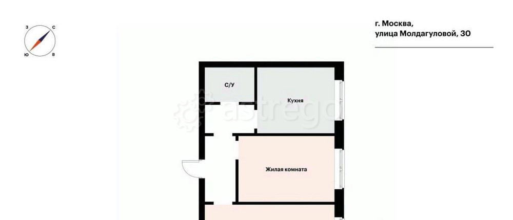 2-комн. квартира, 44.3 м2, 1/9 эт. Москва - изображение 2