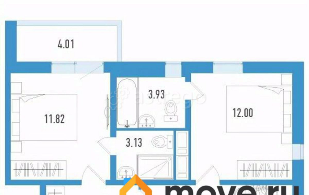 2-комн. квартира, 54.36 м2, 6/12 эт. Санкт-Петербург - изображение 1