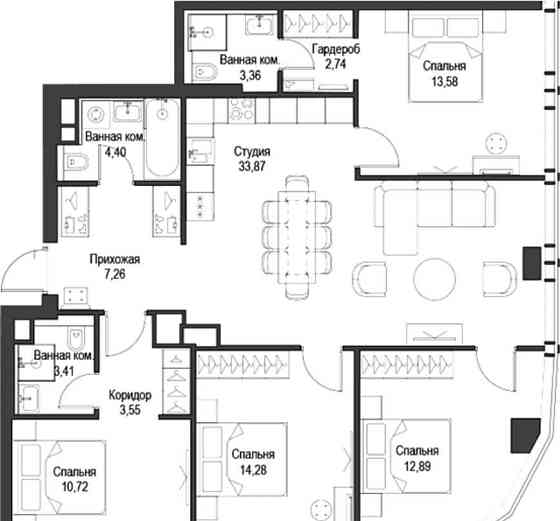 4-комн. квартира, 110.58 м2, 40/58 эт. Москва