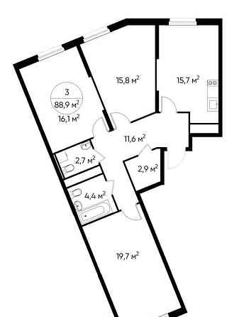 3-комн. квартира, 88 м2, 15/17 эт. Москва