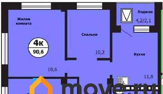 4-комн. квартира, 90.6 м2, 19/19 эт. Красноярск