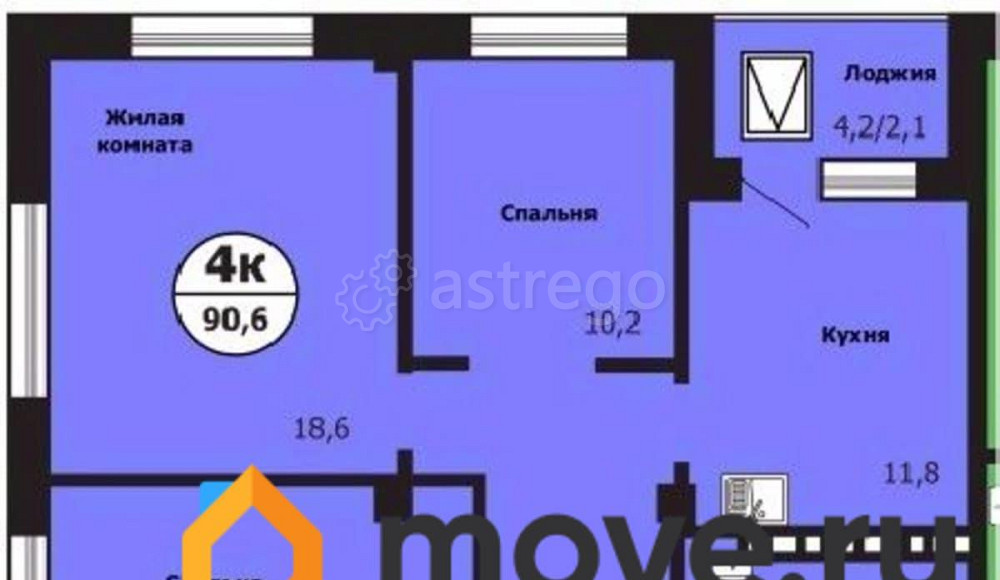 4-комн. квартира, 90.6 м2, 19/19 эт. Красноярск - изображение 1
