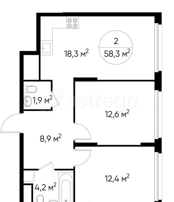 2-комн. квартира, 58 м2, 13/17 эт. Москва - изображение 1
