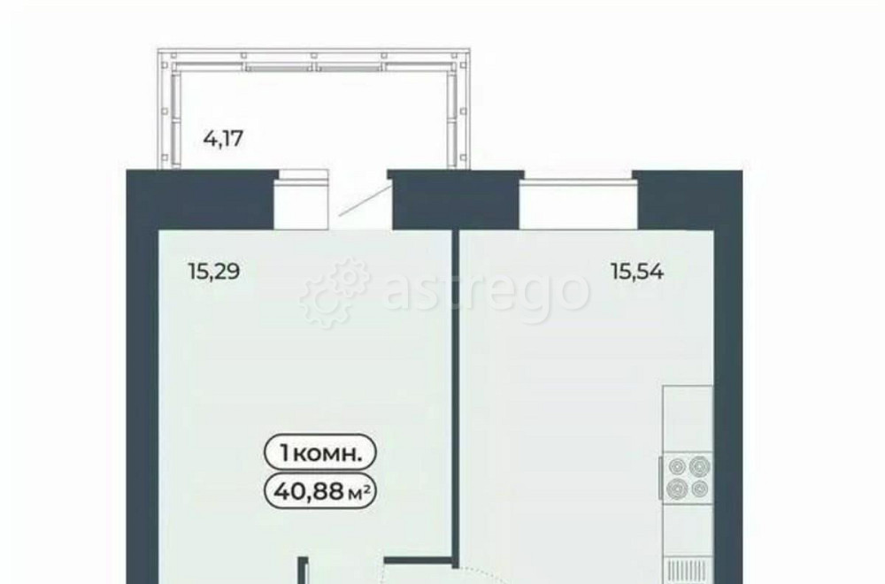1-комн. квартира, 40.88 м2, 6/9 эт. Красноярск - изображение 1