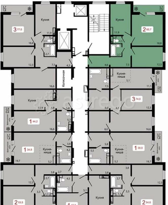 2-комн. квартира, 54.6 м2, 15/17 эт. Красноярск - изображение 9