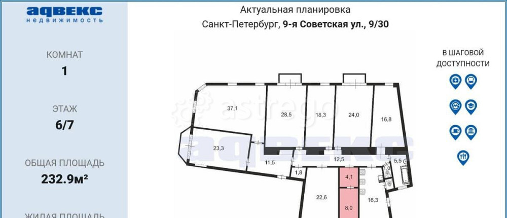 Комната, 12 м2, 6/7 эт. Санкт-Петербург - изображение 3