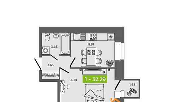 1-комн. квартира, 32.29 м2, 2/9 эт. Северодвинск