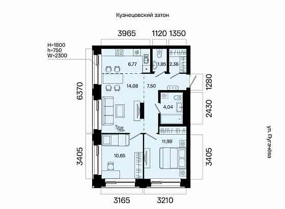 3-комн. квартира, 59.23 м2, 3/31 эт. Уфа