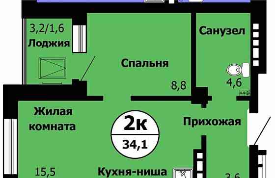 2-комн. квартира, 34.1 м2, 20/24 эт. Красноярск