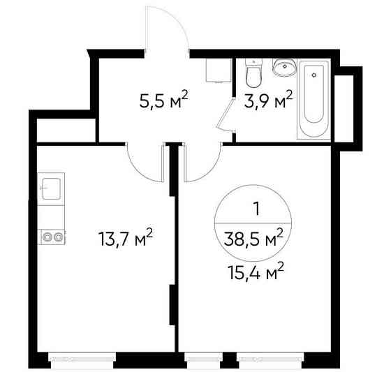 1-комн. квартира, 38 м2, 8/17 эт. Москва