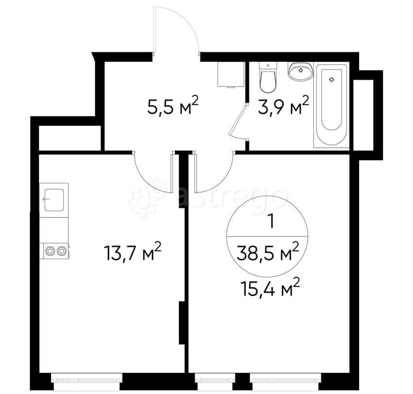 1-комн. квартира, 38 м2, 8/17 эт. Москва - изображение 1
