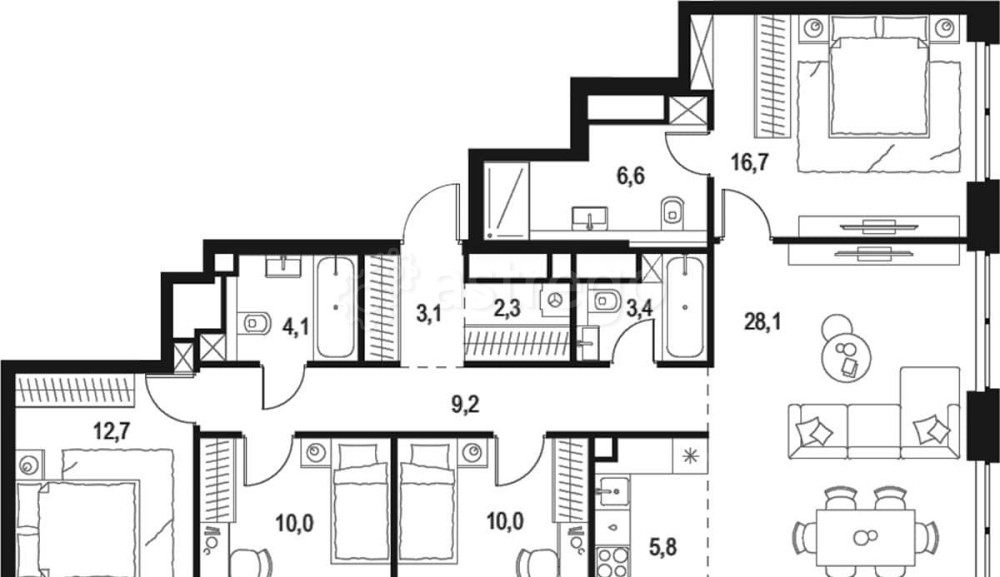 4-комн. квартира, 112 м2, 36/48 эт. Москва - изображение 1