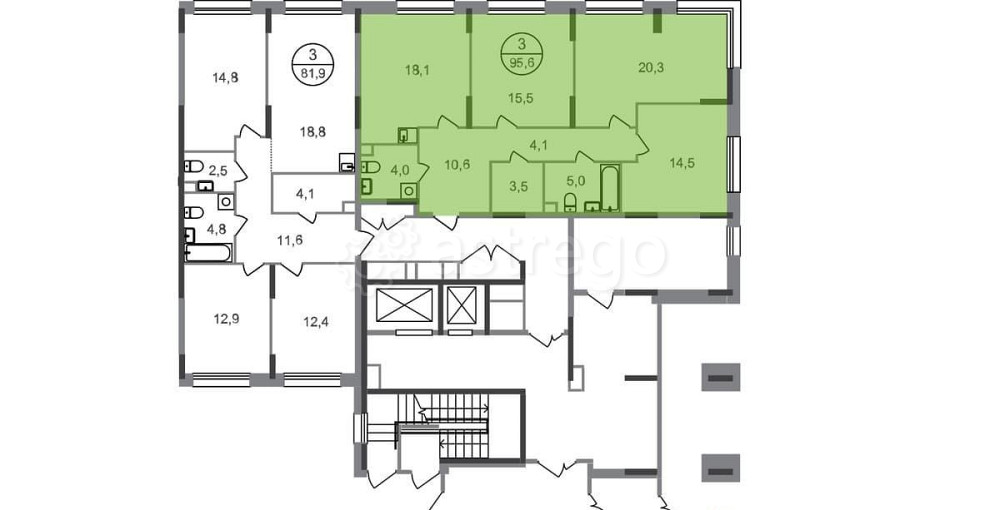 3-комн. квартира, 95 м2, 1/17 эт. Москва - изображение 5