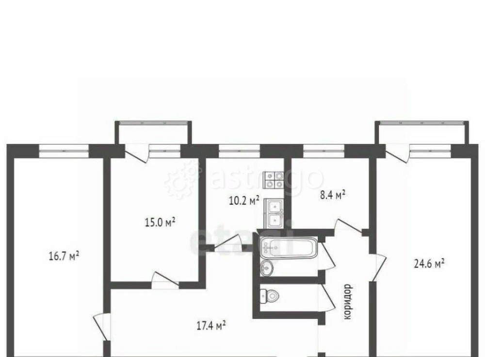 4-комн. квартира, 96.3 м2, 8/10 эт. Архангельск - изображение 2