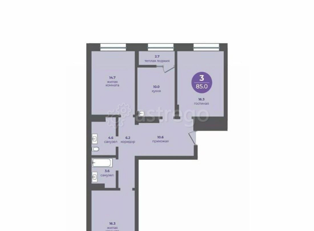 3-комн. квартира, 85 м2, 6/10 эт. Красноярск - изображение 1