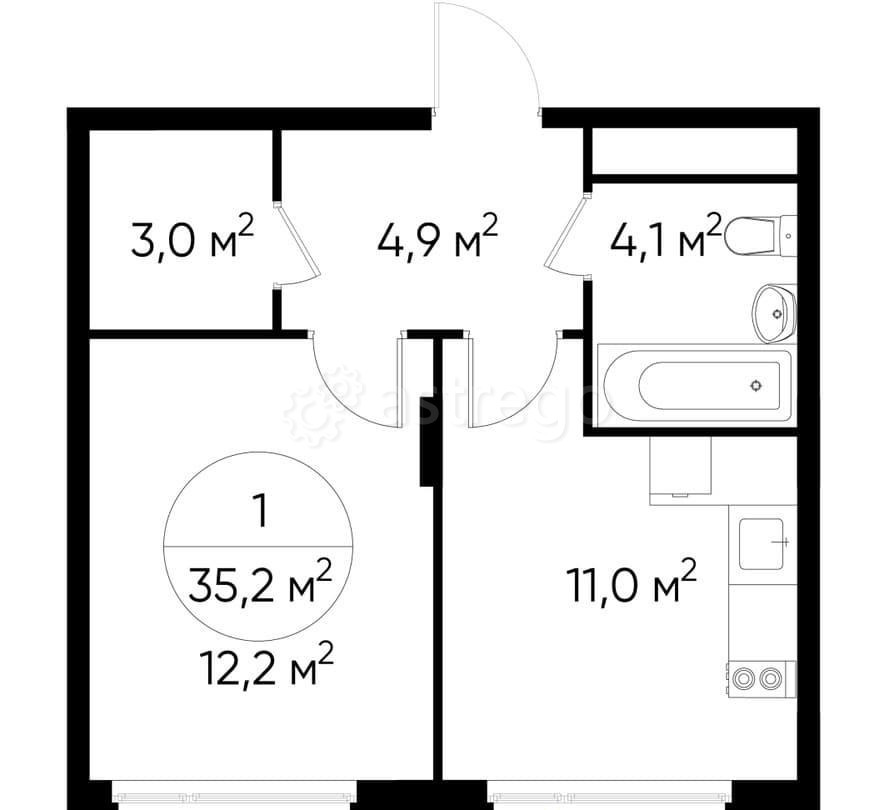 1-комн. квартира, 35 м2, 7/17 эт. Москва - изображение 1