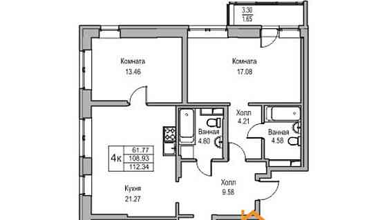 4-комн. квартира, 112.34 м2, 2/23 эт. Санкт-Петербург