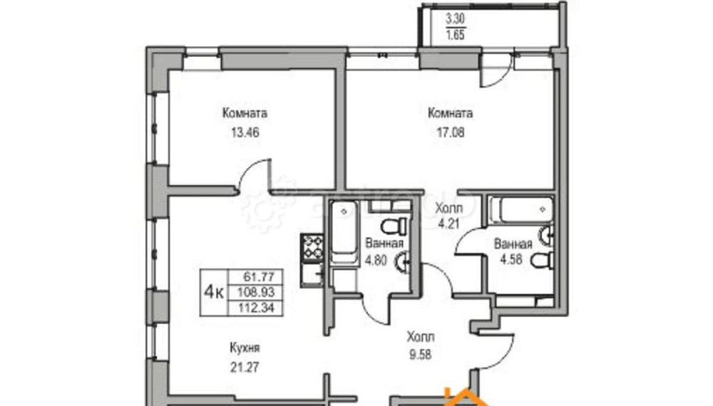 4-комн. квартира, 112.34 м2, 2/23 эт. Санкт-Петербург - изображение 3