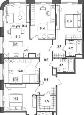 4-комн. квартира, 120.3 м2, 21/28 эт. Москва