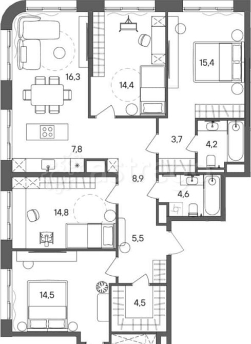 4-комн. квартира, 120.3 м2, 21/28 эт. Москва - изображение 2