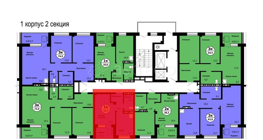 1-комн. квартира, 33.3 м2, 15/19 эт. Красноярск - изображение 7