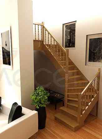 Деревянная лестница с поворотом ЛЕС-02 универсальная Новосибирск