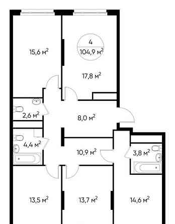 4-комн. квартира, 104 м2, 13/17 эт. Москва