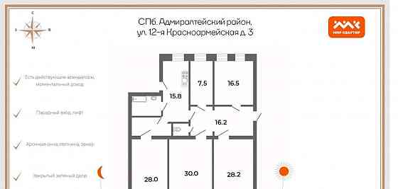 5-комн. квартира, 154.6 м2, 4/5 эт. Санкт-Петербург