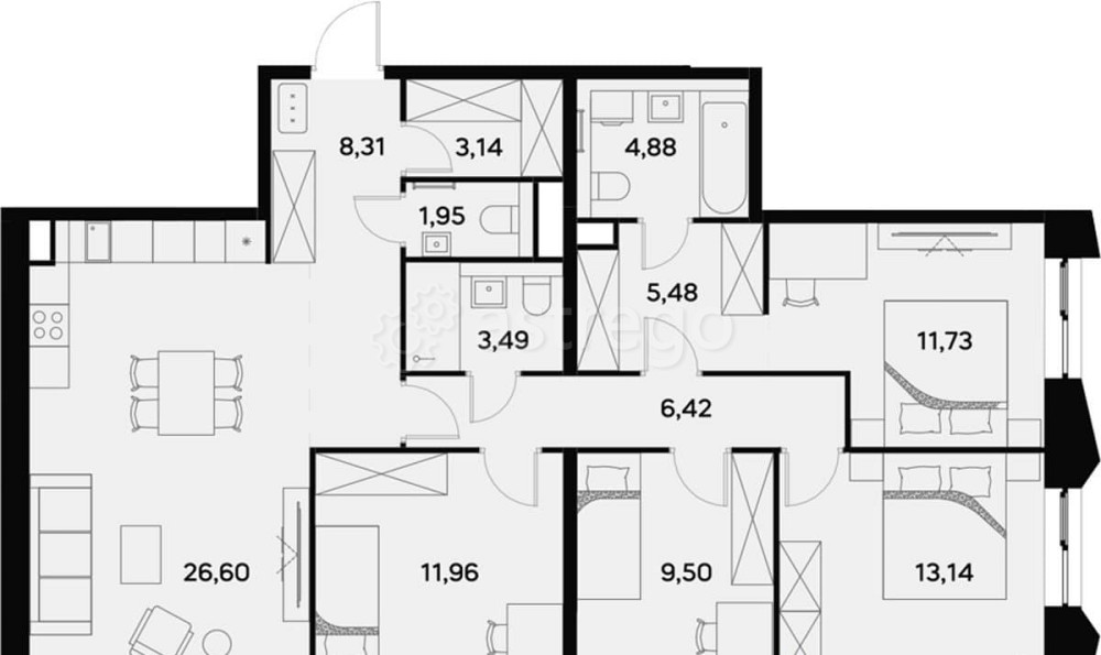 4-комн. квартира, 106.6 м2, 40/44 эт. Москва - изображение 1