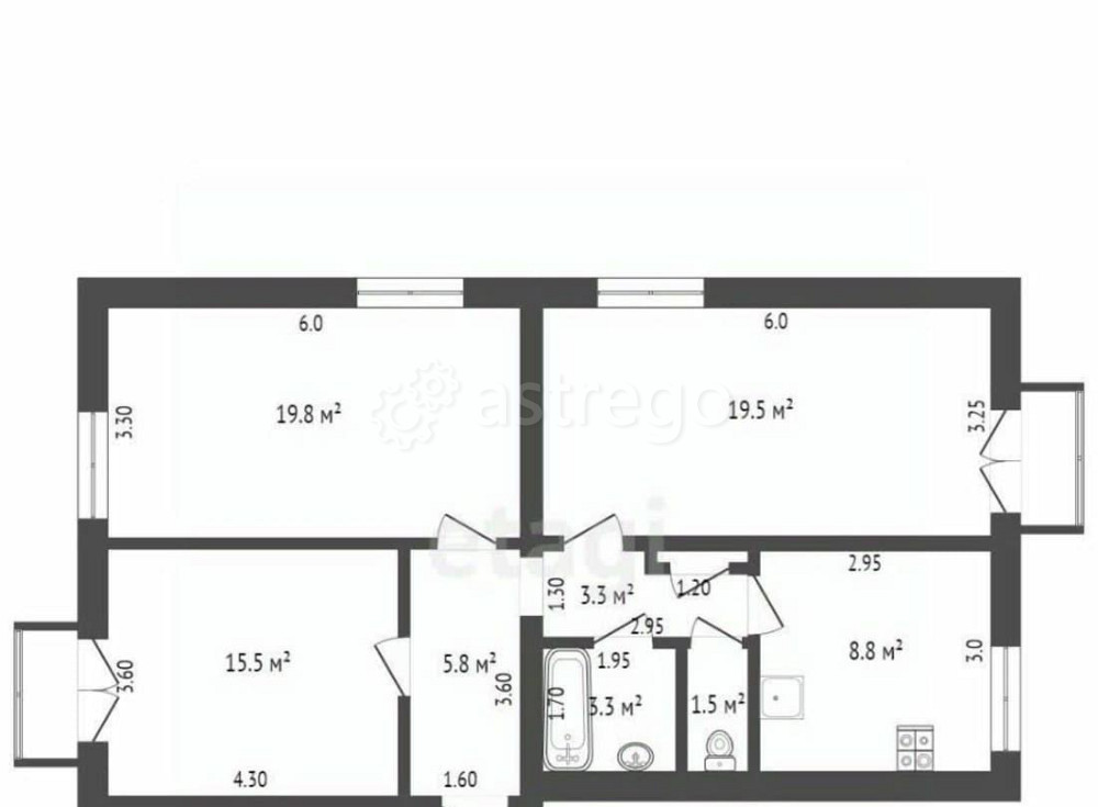 3-комн. квартира, 77.8 м2, 3/3 эт. Коряжма - изображение 2