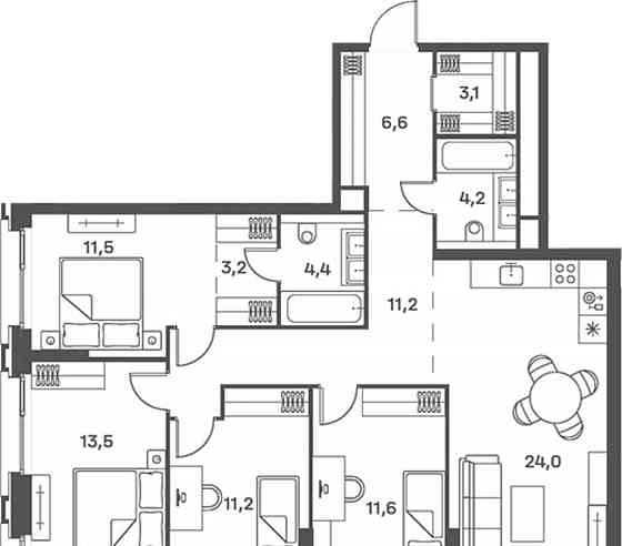4-комн. квартира, 104.2 м2, 28/29 эт. Москва
