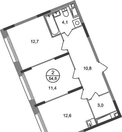 2-комн. квартира, 54 м2, 5/17 эт. Москва