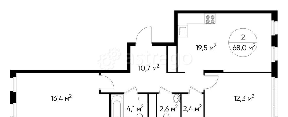 2-комн. квартира, 68 м2, 10/17 эт. Москва - изображение 1