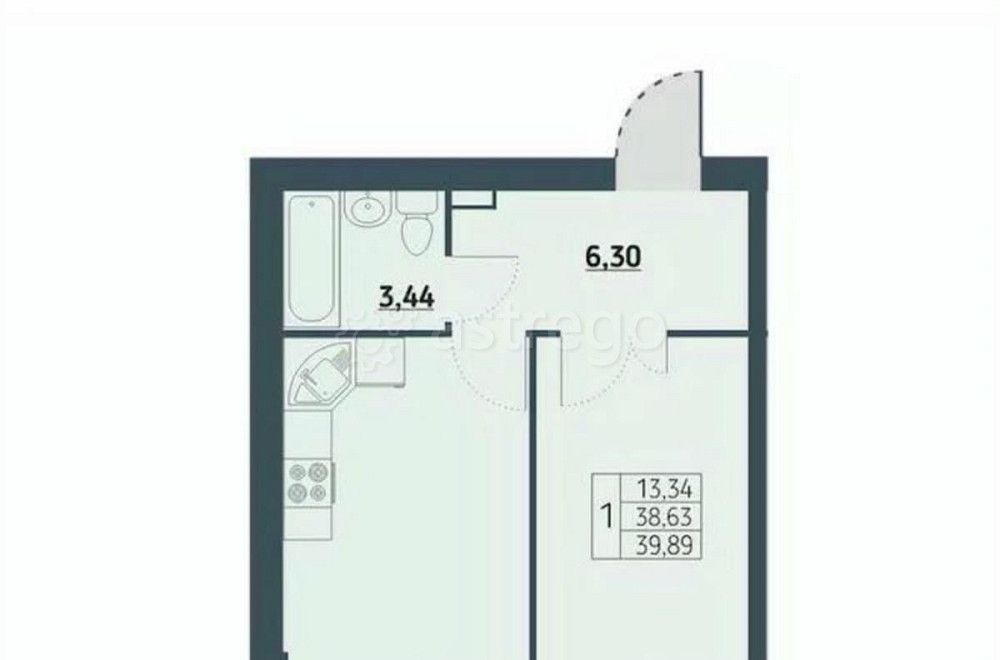 1-комн. квартира, 39.9 м2, 2/9 эт. Красноярск - изображение 1