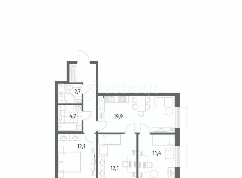 3-комн. квартира, 71.4 м2, 5/12 эт. Санкт-Петербург - изображение 7