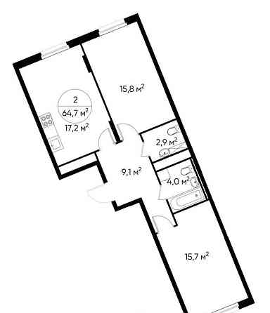 2-комн. квартира, 64 м2, 9/17 эт. Москва